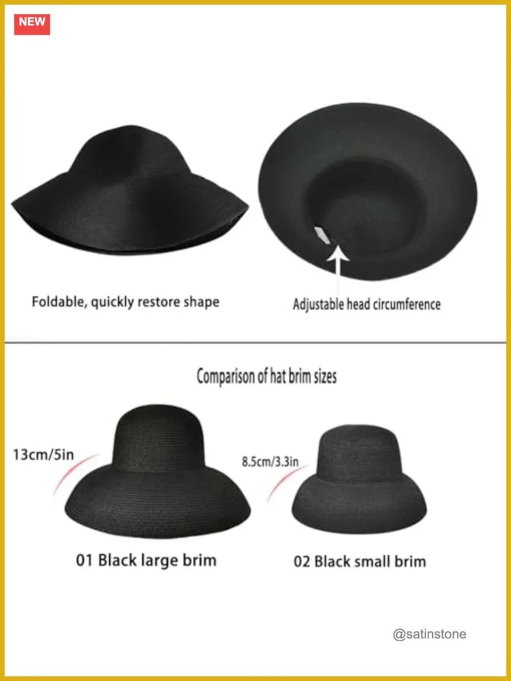 Wide Brim Foldable Straw Sun Hat UPF 50+ for Beach Travel